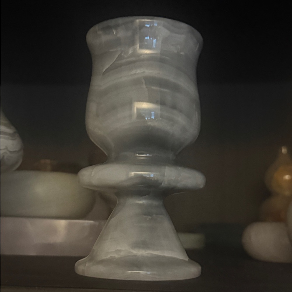 Gray Marble Candle Holder